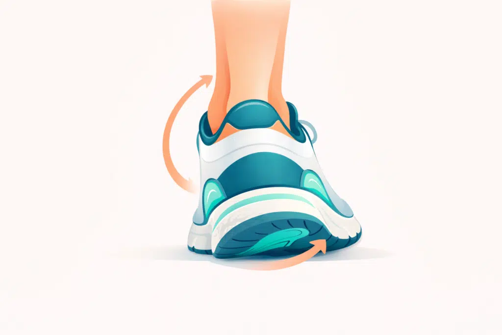 Overpronation wear pattern in a shoe for plantar fasciitis walking form