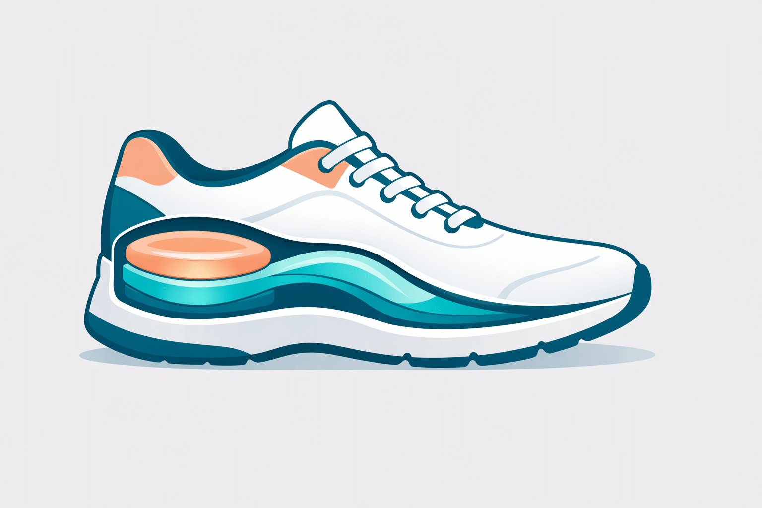 Walking shoe for plantar fasciitis cutaway